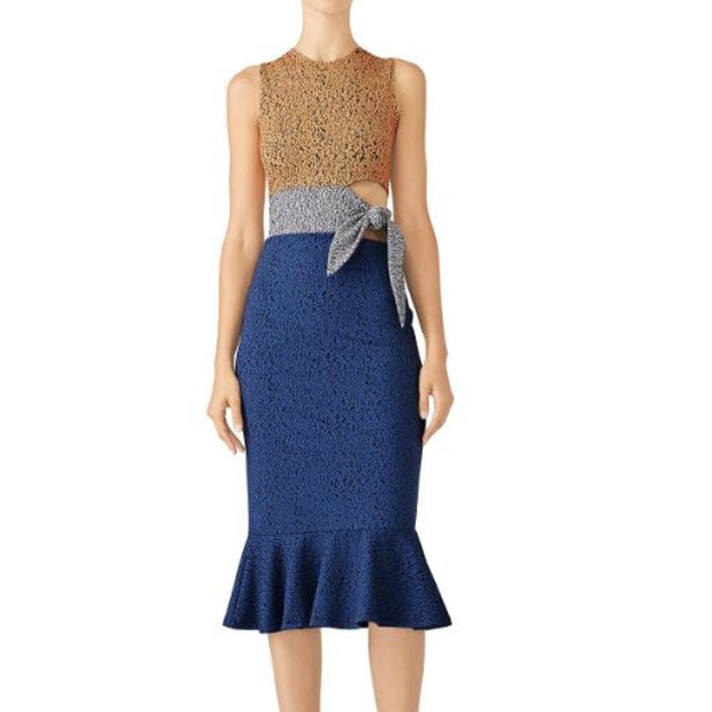 Opening Ceremony Size Small Tie Waist Lotus Dress Blue Orange Sleeveless